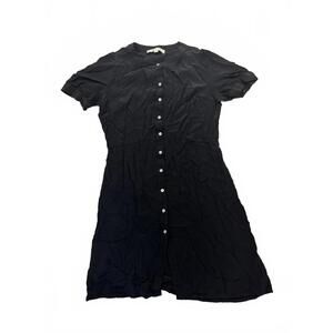 Black Button-Front Casual Women's Dress SMALL